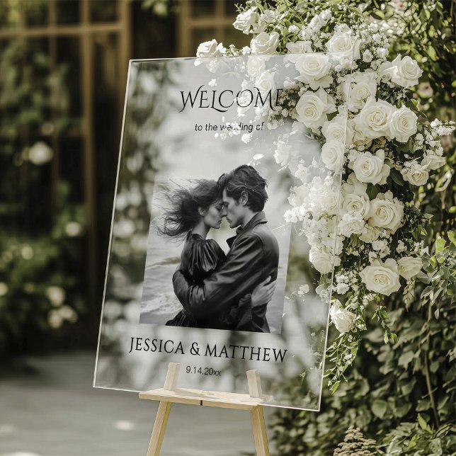 Black & White Photo Acrylic Wedding Sign (Creator Uploaded)