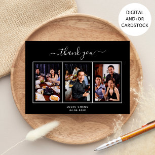 Black white photo birthday thank you card