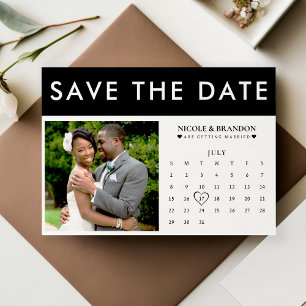 Black & White Photo Calendar Wedding Save The Date