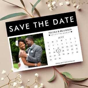 Black & White Photo Calendar Wedding Save The Date
