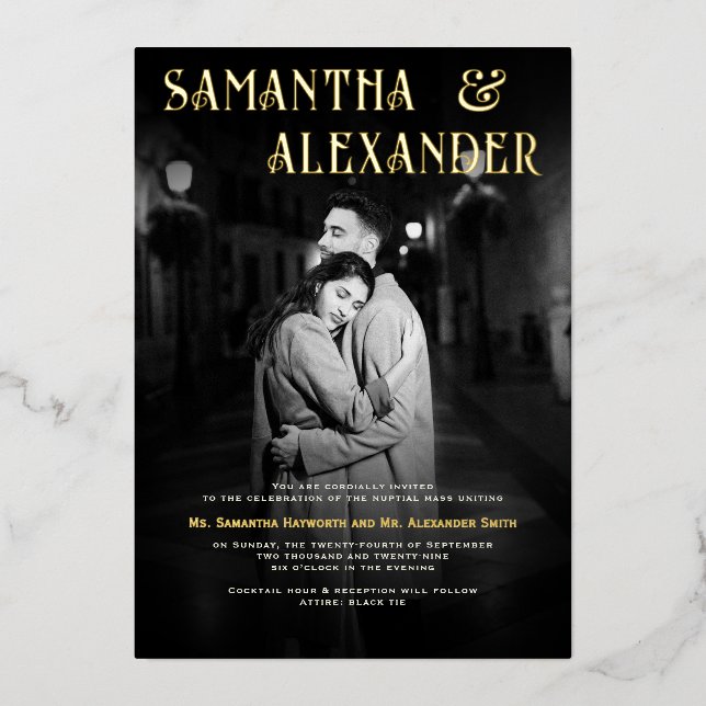 Black & White Photo Catholic Nuptial Mass Wedding (Front)