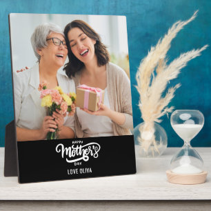 Black White Photo Collage Gift Happy Mother's Day  Plaque