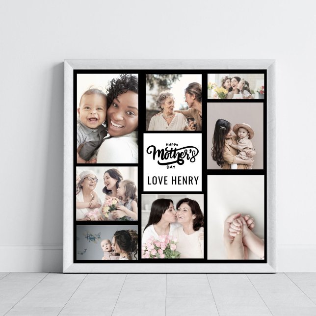 Black White Photo Collage Gift Happy Mother's Day  Poster (Creator Uploaded)