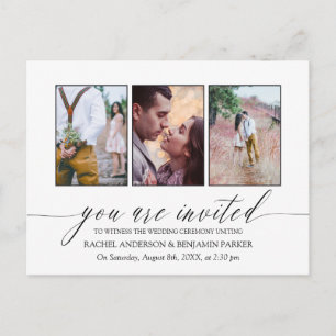 Black & White Photo Collage Wedding Invitation Postcard