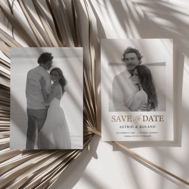  Black & White Photo Gold Text Save the Date (Creator Uploaded)