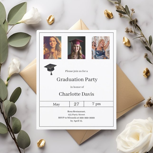 Black white photo Graduation Party invitation (Creator Uploaded)