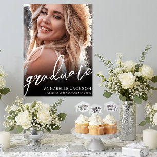 Black White Photo Graduation Party Sign