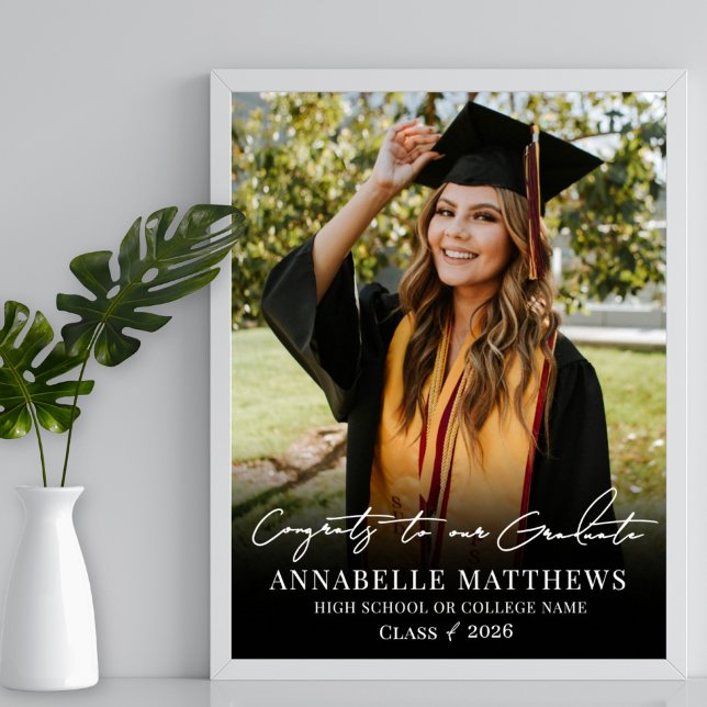 Black White Photo Graduation Party Sign (Black White Photo Graduation Party Sign)