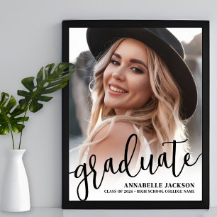 Black White Photo Graduation Party Sign
