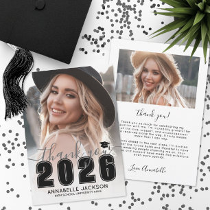 Black White Photo Graduation Thank You Card