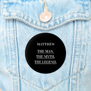 Black white photo man myth legend 3 cm round badge