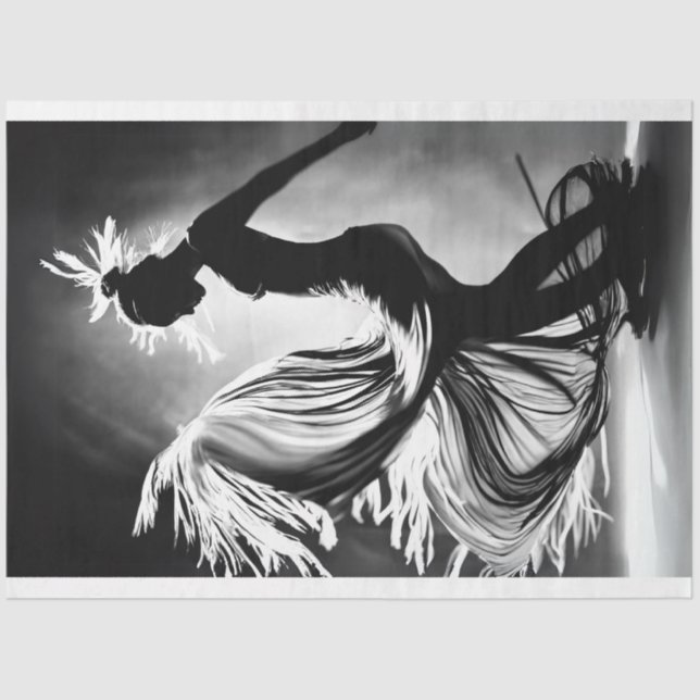 Black White Photo of Woman Dancing decoupage Tissue Paper (Front)