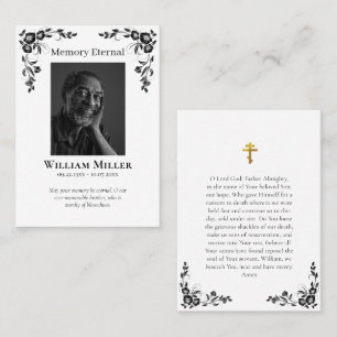 Black & White Photo Orthodox Funeral Prayer Card