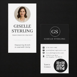 Black & White Photo QR Code Business Card