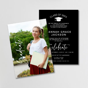 Black & White Photo Script Graduation Announcement