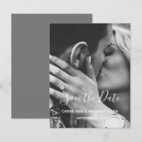 Black White Photo Script Typography Save the Date