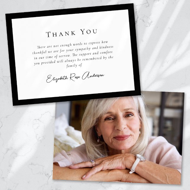 Black White Photo Sympathy Funeral Thank You Card (Creator Uploaded)