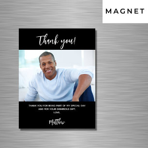 Black white photo thank you magnet