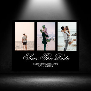 Black White Photo Wedding Save The Date Holiday Postcard