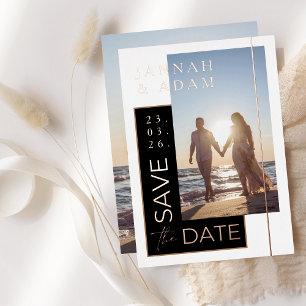 Black White Photo Wedding Save the Date Rose