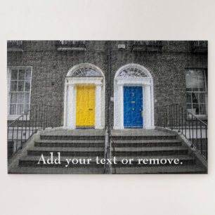 Black & white photograph of painted doors Dublin, Jigsaw Puzzle