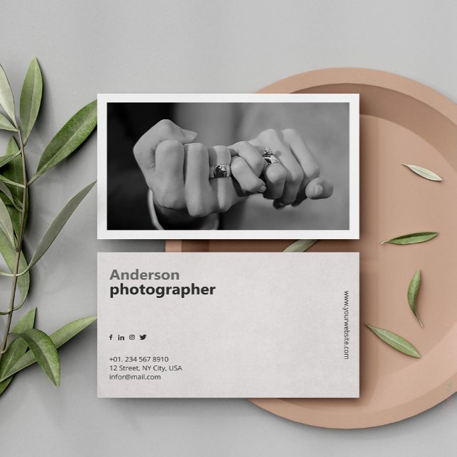 Black & White Photographer Minimalist Professional Business Card (Creator Uploaded)