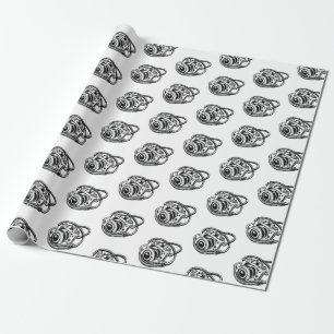 Black White Photography Camera Logo Graphic Wrapping Paper