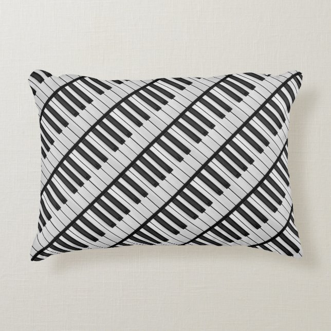 Black & White Piano Keys Decorative Cushion (Front)
