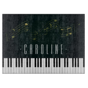 Black White Piano Keys Music Notes Cutting Board