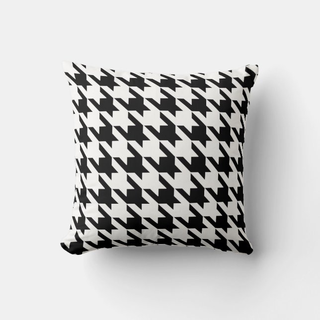Black White Pied De Poule Houndstooth Cushion (Front)