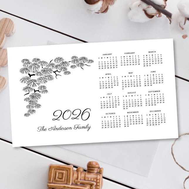 Black White Pine Branch Botanical Calendar 2026 (Creator Uploaded)