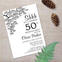 Black White Pine Branch Surprise 50th Birthday