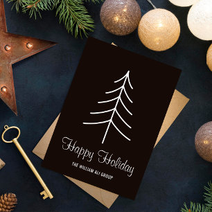 Black & White Pine Tree Business Logo No Photo Holiday Card