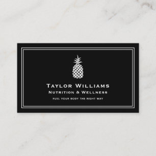 Black White Pineapple Tropical Fruit Nutritionist Business Card