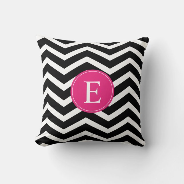 Black White Pink Chevron Custom Cushion (Front)