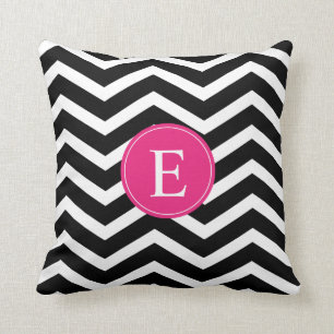 Black White Pink Chevron Custom Cushion