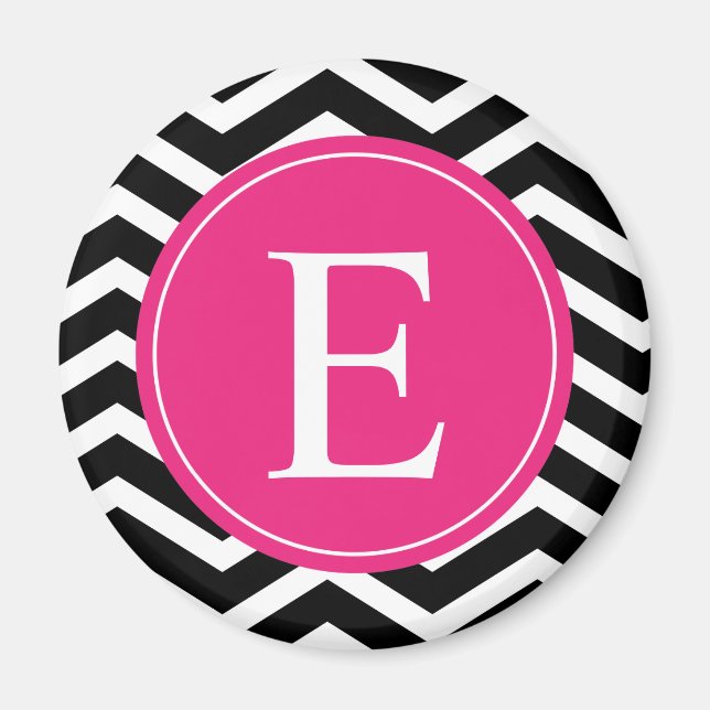 Black White Pink Chevron Custom Magnet (Front)