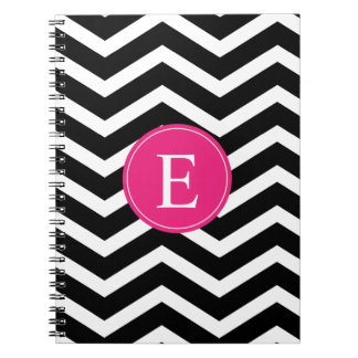 Black White Pink Chevron Custom Notebook