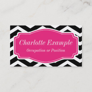 Black White Pink Chevron Personal Business Card
