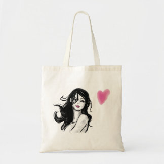 Black & White & Pink Girl Tote Bag