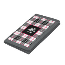 Black, White, Pink Tri-Fold Wallet with Name