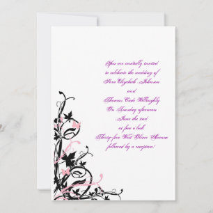 black_white_pink_wedding_invitation_template, Y... Invitation