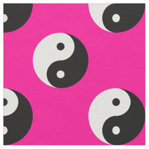 black white pink yin yang fabric