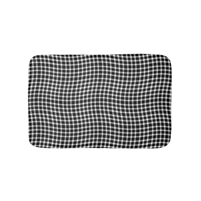 Black White Plaid Checker Seamless Pattern Bath Mat (Front)
