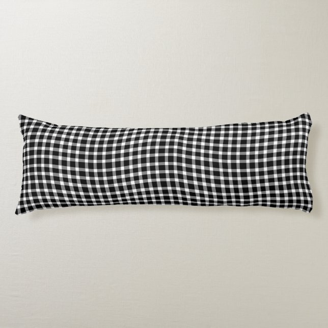 Black White Plaid Checker Seamless Pattern Body Cushion (Front)