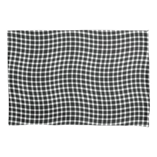 Black White Plaid Checker Seamless Pattern Pillowcase (Front-Left)