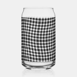 Black White Plaid Chequered Seamless Pattern Can Glass