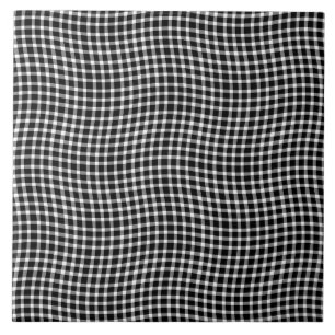Black White Plaid Chequered Seamless Pattern Ceramic Tile