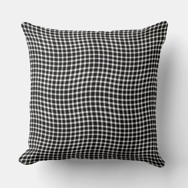 Black White Plaid Chequered Seamless Pattern Cushion (Front)