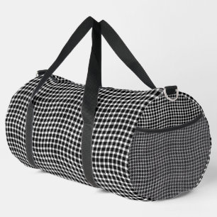 Black White Plaid Chequered Seamless Pattern Large Duffle Bag